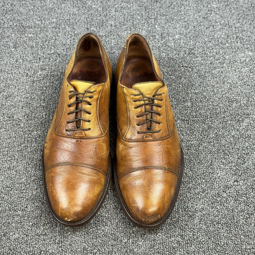 Alan Payne Handmade Italian Leather Cap Toe Oxford Shoes Mens Size 9 Brown Blake - Picture 4 of 14